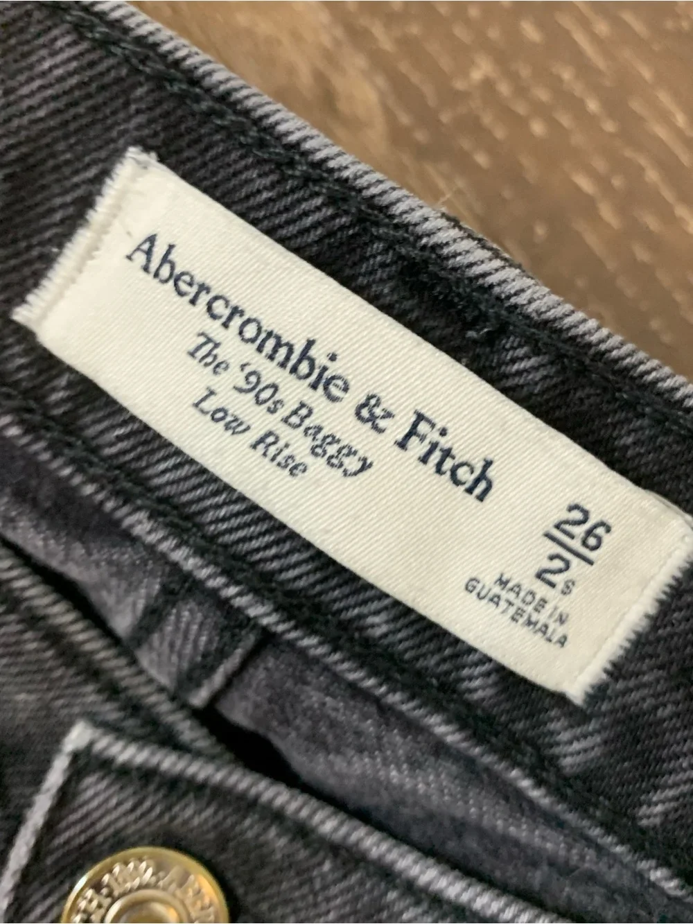 Abercrombie & Fitch Womens black the 90s baggy low rise button fly jeans 26/2 S